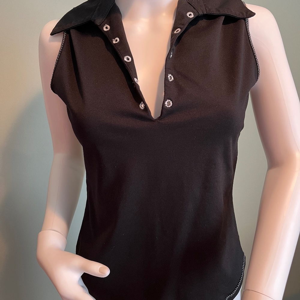 Rayure Paris Black Sleeveless V-Neck Top S